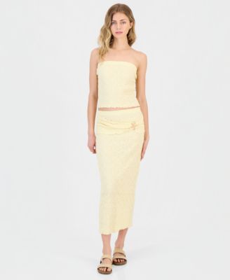 Juniors' Pucker Tube Top & Midi Skirt