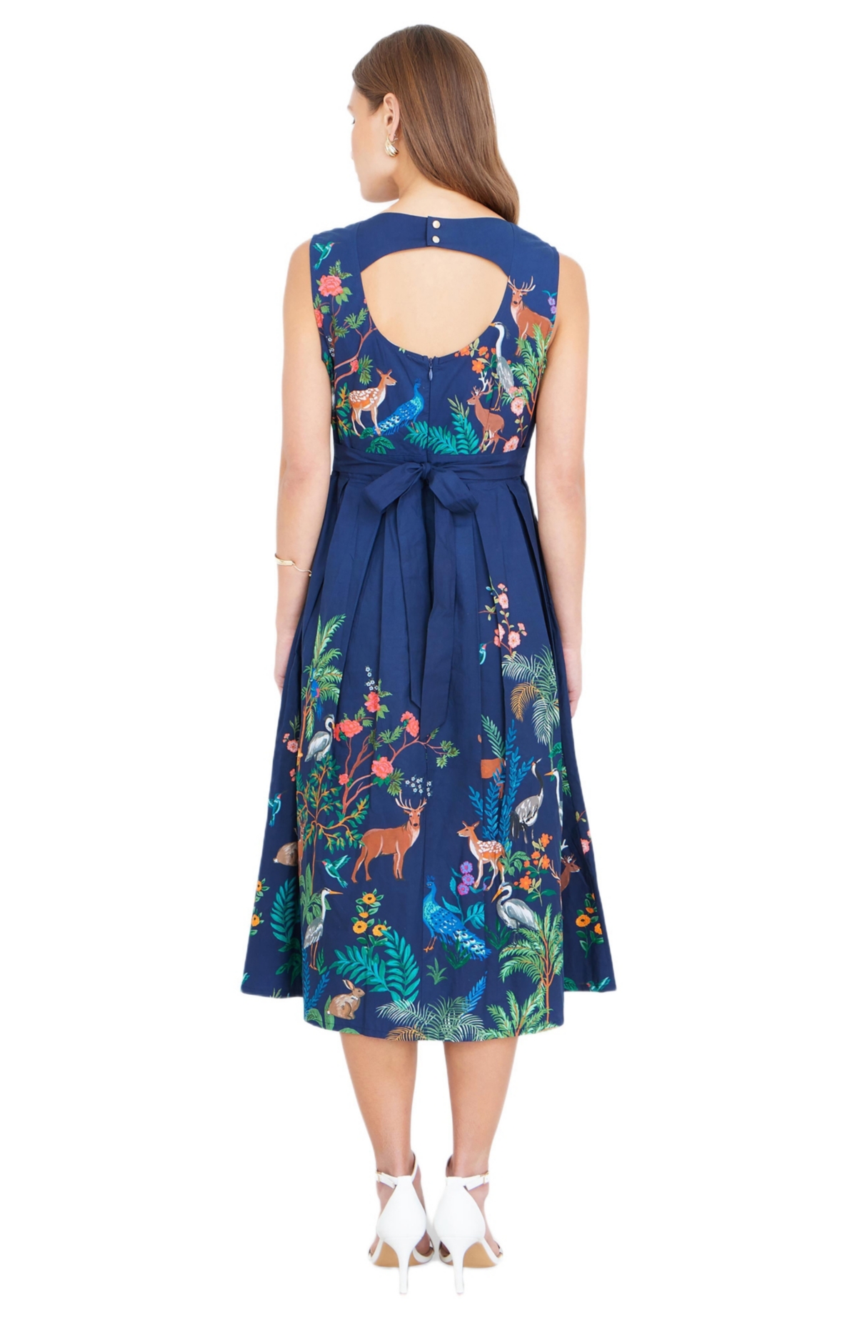 Yumi Women's Animal Print Cotton Midi Skater Dress