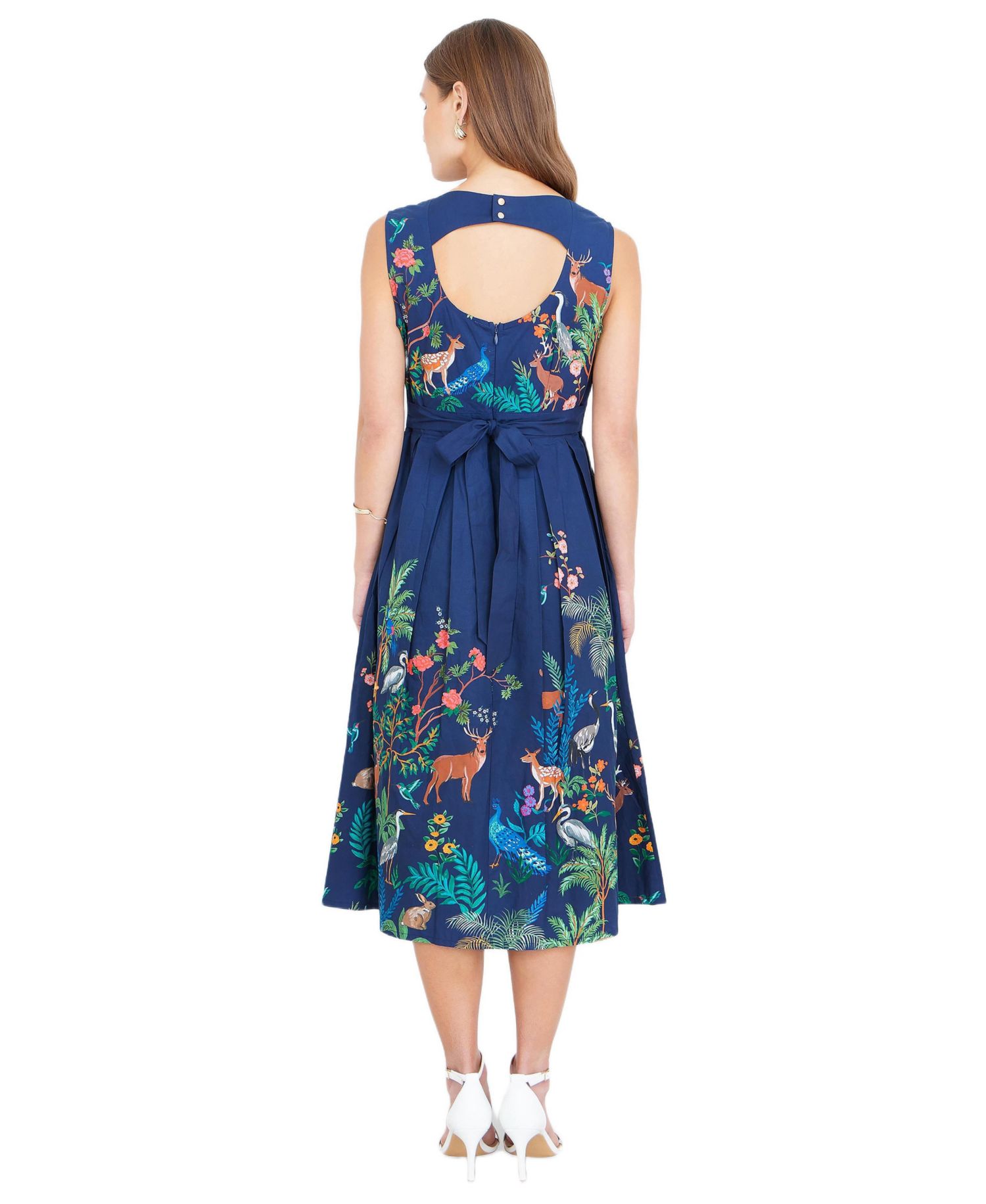 Women's Animal Print Cotton Midi Skater Dress
