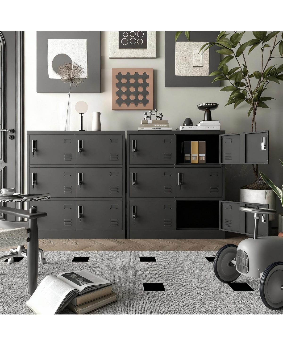 Yigii 6-Door Metal Locker with Vents, Locks, Card Slots for Home, School, Gym