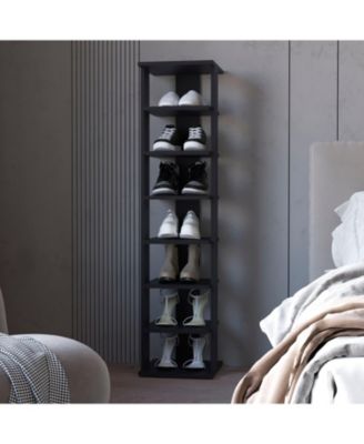 Ivonny 7 Tier Tall Vertical Shoe Rack, Freestanding Organizer with Open Shelves, Wenge