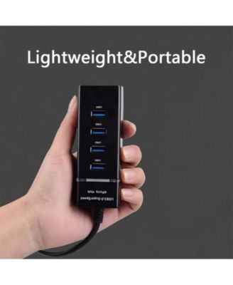 4-Port USB 3.0 High Speed Hub - with LED Strip, Portable Expansion Hub for Office Work & Business Travel