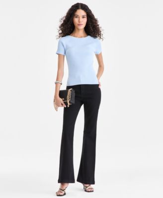 Women's Short-Sleeve Rib Knit Sweater