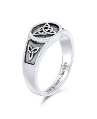 Ancient Viking Celtic Infinity Trinity Knot Triquetra Signet Ring Oxidized .925 Sterling Silver