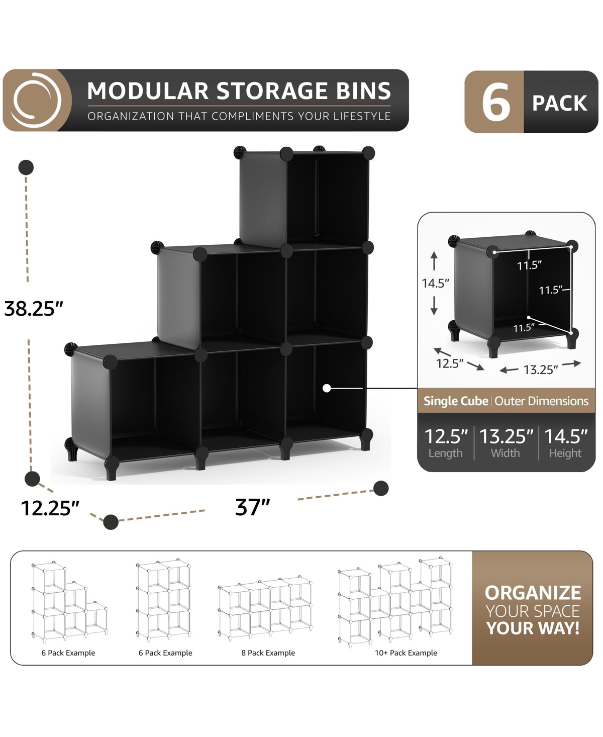Sorbus -Cube Storage Organizer Cubby Shelf for Closet, Toys, Books, and More Space-Saving Bookshelf for Bedroom, Living Room