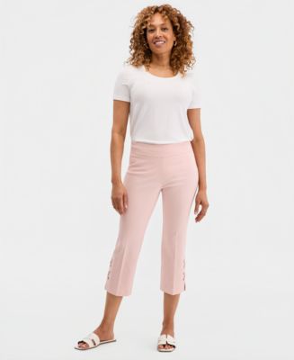 JM Collection Women's Side Lace-Up Pull-On Capri Pants, Created