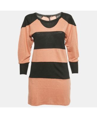 Women's Orange/black Striped Knit Top