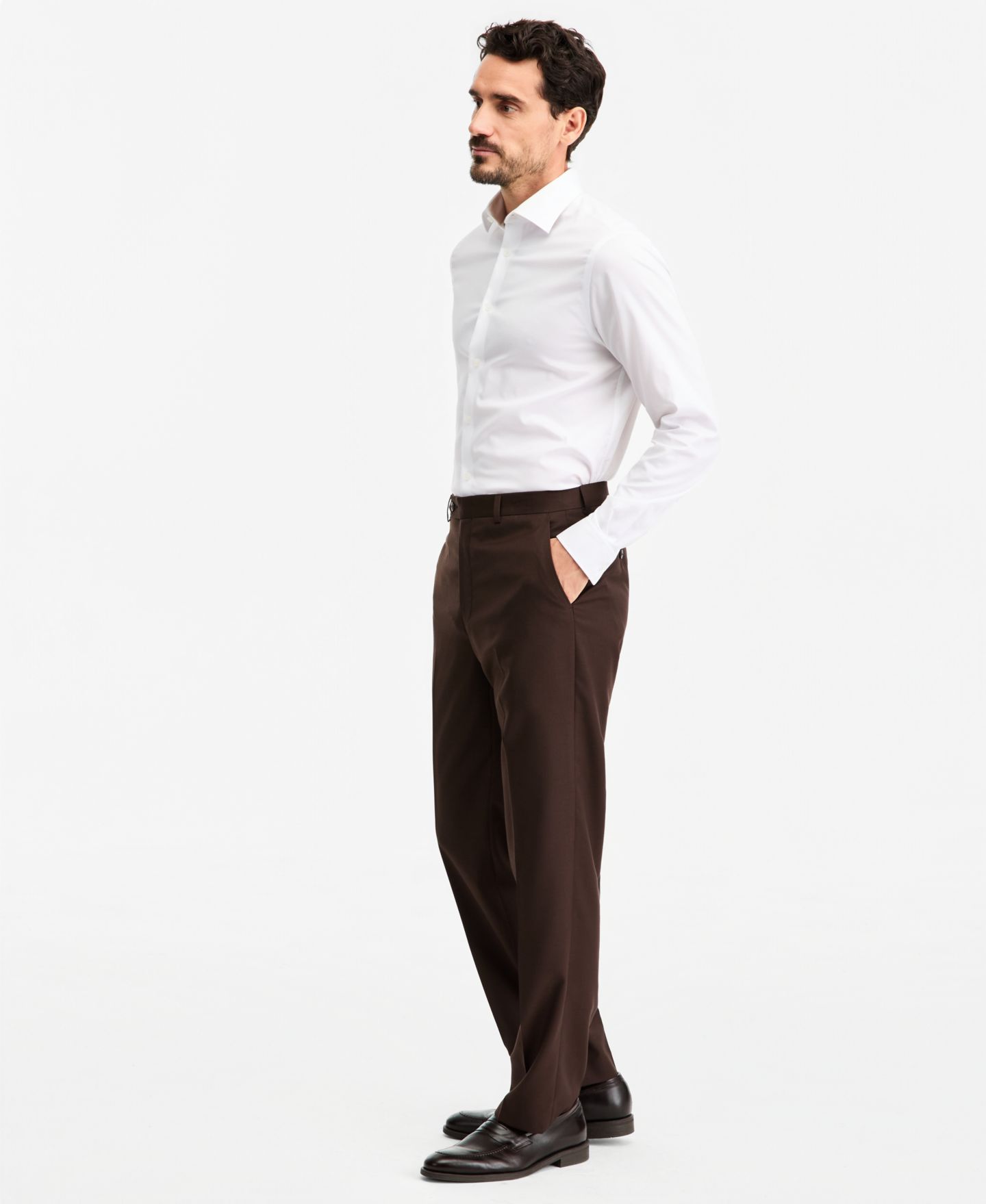 Мужские брюки Michael Kors Classic-Fit Wool-Blend Suit Separate, цвет: Коричневый — фото 2