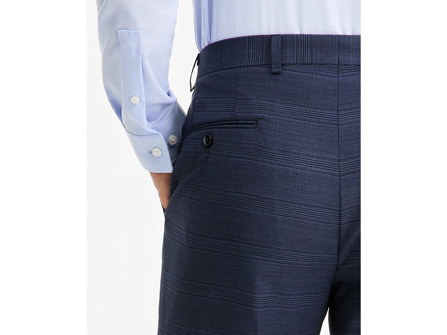 Мужские брюки Michael Kors Classic-Fit Wool-Blend Stretch Plaid Suit Separate, цвет: Синий клетчатый — фото 5