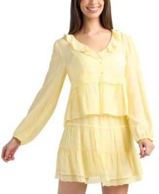 Women's Textured Long-Sleeve Peplum Top