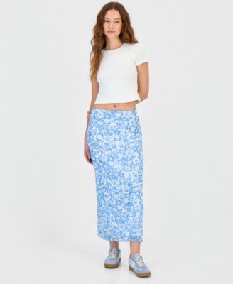 Juniors' Printed Mesh Maxi Skirt