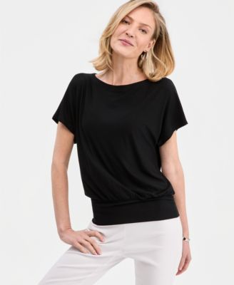 Women's Banded-Hem Short-Sleeve Knit Top