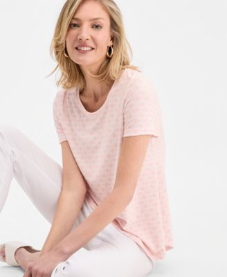 Women's Printed Scoop-Neck Short Sleeve Top