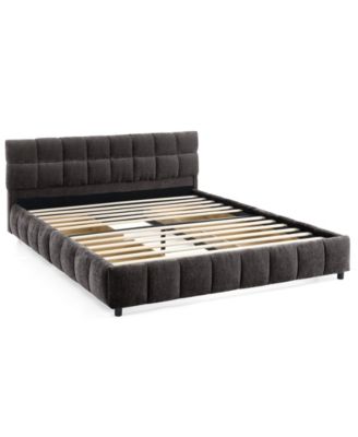 Queen Upholstered Bed Frame with Headboard and Storage Drawer, Chenille Fabric Queen Size Platform Bed with Solid Frame, No Box Spring Needed