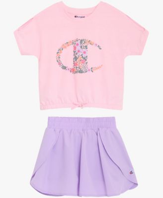 Girls' 4-6X Short-Sleeve T-Shirt and Skort, 2-Piece Set
