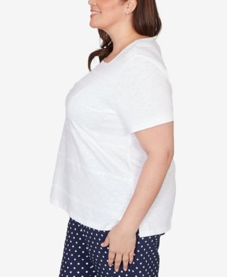 Plus Size Port Side Layered Dot Square Neck Top