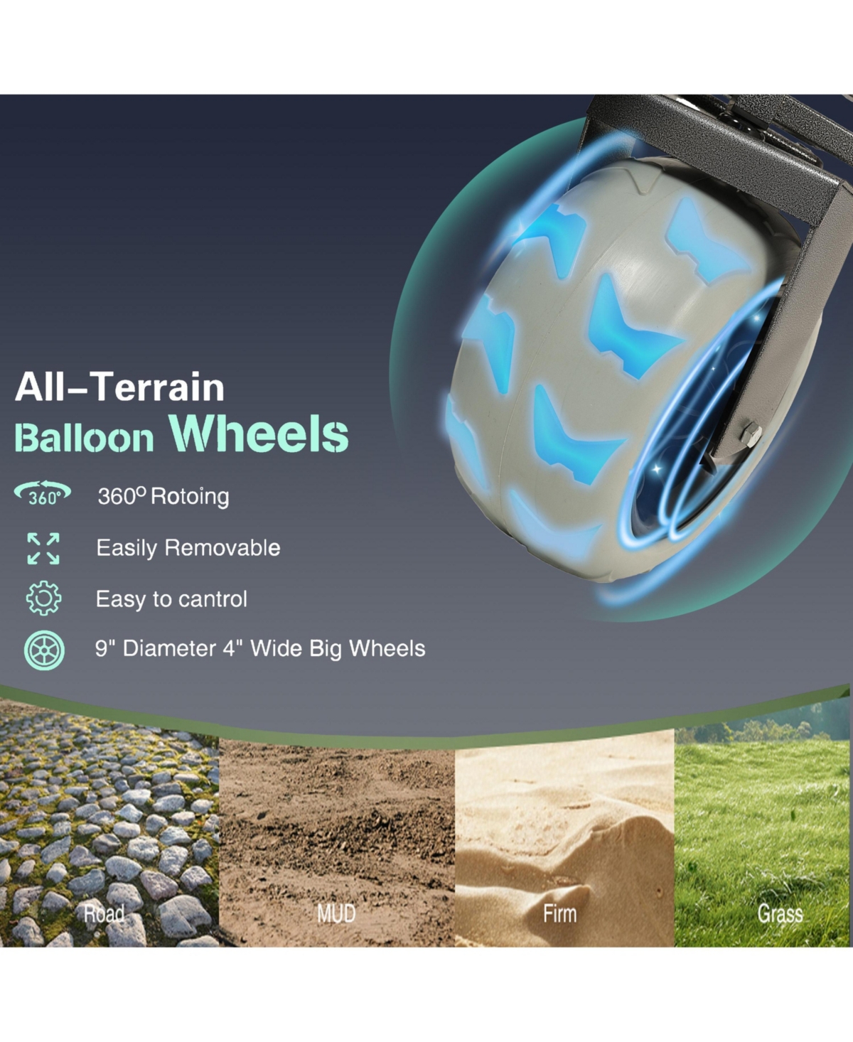 Mondawe Foldable Steel Storage Wagon Utility Carts Waterproof Fishing Cart with Rod Holders