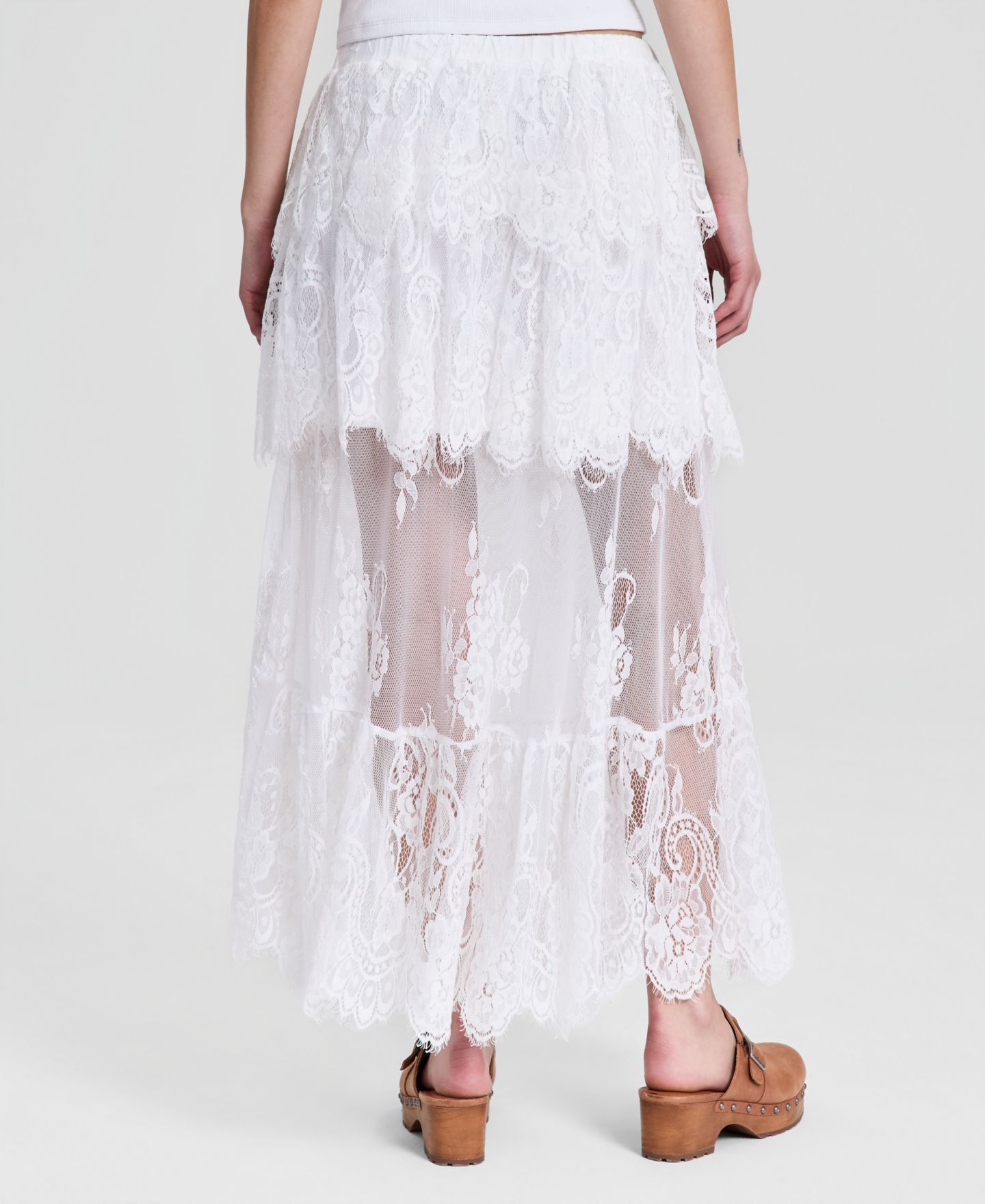 Женская юбка And Now This Lace Tiered Maxi, цвет: Яркий белый — фото 4
