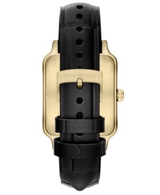 Men's Quartz Three-Hand Black Leather Watch, 36mm