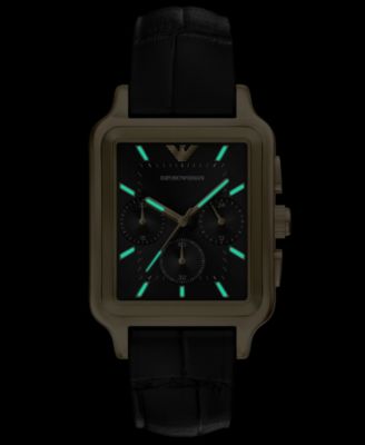 Men's Quartz Chronograph Black Leather Watch, 38mm