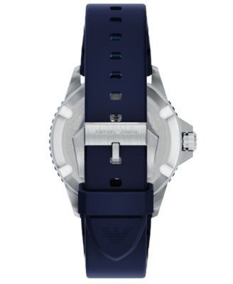 Men's World Explorer Solar Three Hand Blue Silicone Watch, 42mm