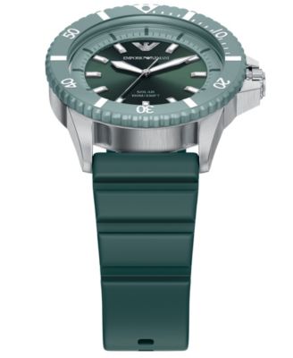 Men's World Explorer Solar Three Hand Green Silicone Watch, 42mm