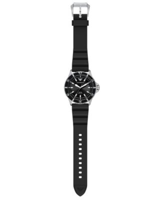 Men's World Explorer Solar Three Hand Black Silicone Watch, 42mm