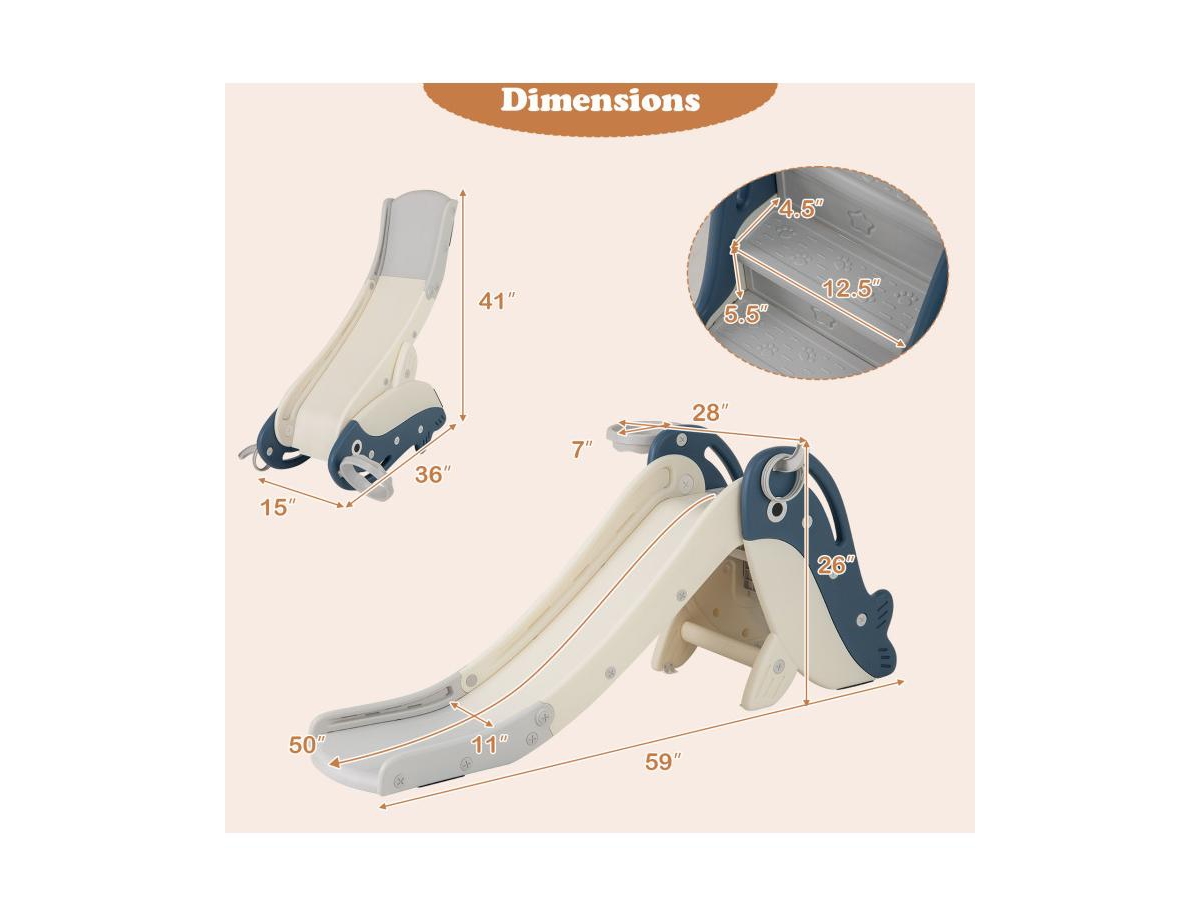 Slickblue Indoor Outdoor Baby Slide Climber Playset with Basketball Hoop