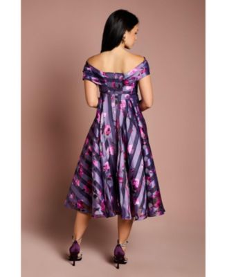 Women's Stripe Organza Midi Dress