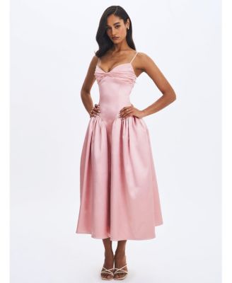 Women's Tullia Dusty Rose Satin Ruched Midi Dress