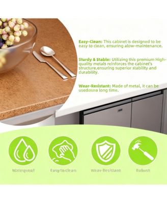 Metal Arched Cabinet with 2 Drawers for Kitchen or Office