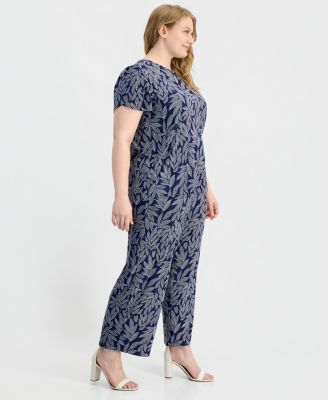 Plus Size Wide-Leg Cropped Pull-On Pants