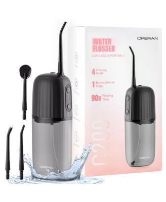 Wireless Water Flosser,200ML Portable Electric Water Dental Flossers,Rechargeable Oral lrrigator for Travel,4 Nozzles 4 Modes,Black