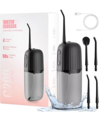 Cordless Water Flosser, Portable Electric Water Dental Flossers, Rechargeable Oral Irrigator for Travel with 4  Modes and 4Nozzles