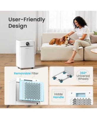 Dehumidifier for Bedroom, Dehumidifier for Basement up to 1800 sqft, 3 Operation Modes, 24H Timer, White