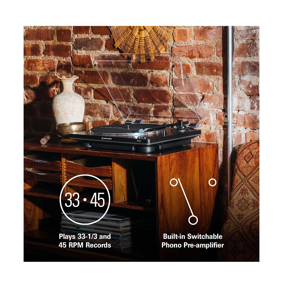 Audio-Technica At-LP7X Manual Belt Drive Turntable with At-VM95E Mm Cartridge