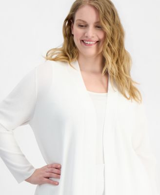 Plus Size Long-Sleeve Open-Front Cardigan
