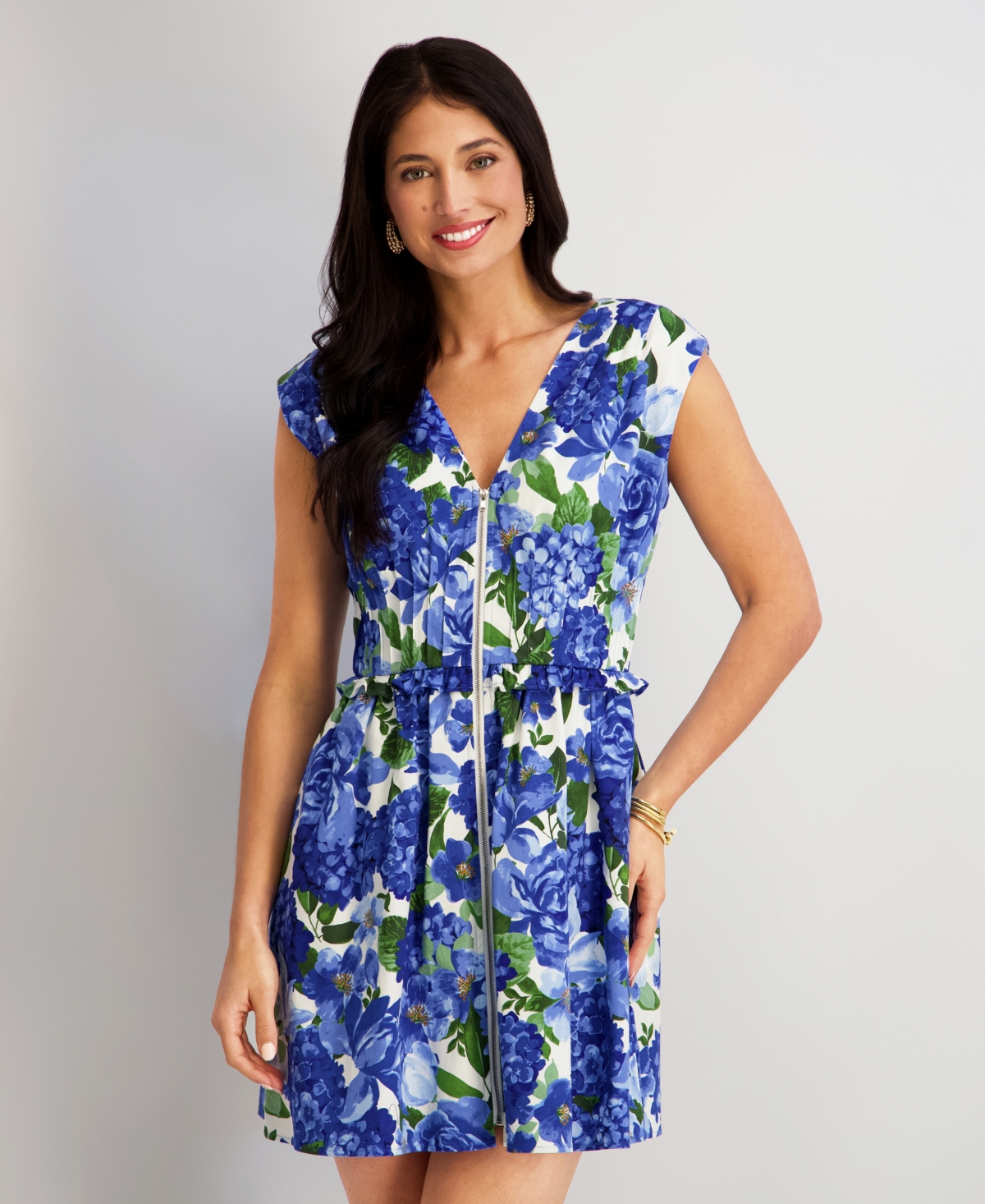 kensie Women's Printed V-Neck Dress