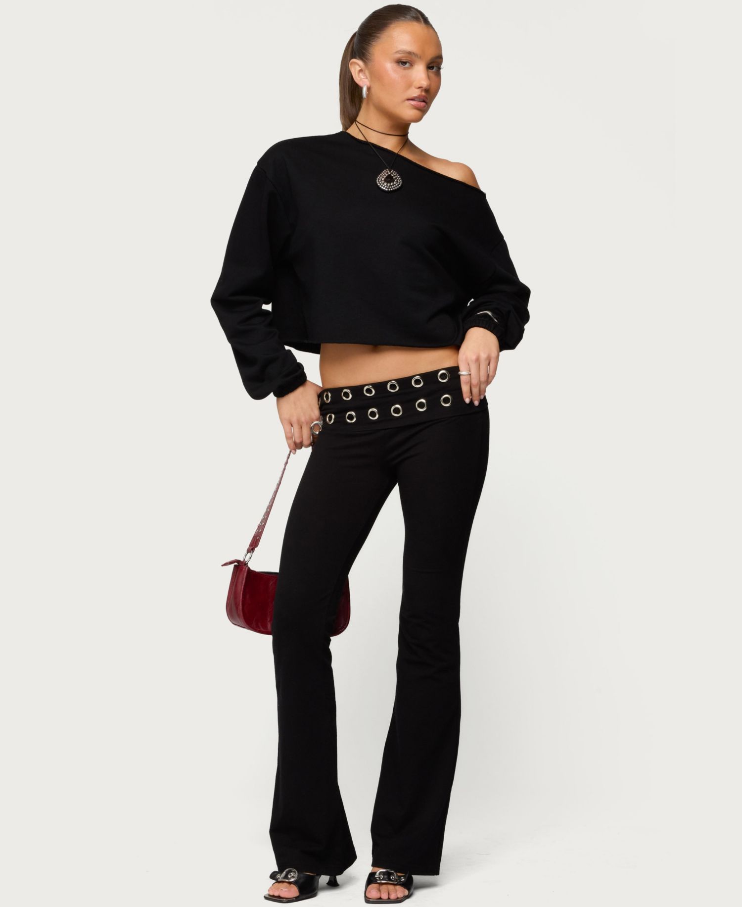 Women's Nairobi Grommet Foldover Flared Leggings