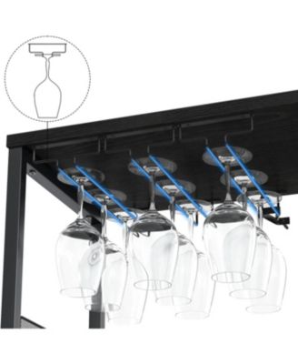 3-Tier Wine Bar Cabinet with Detachable Wine Rack and Drawer Industrial Sideboard and Buffet Cabinet with Glass Holder and Mesh Door