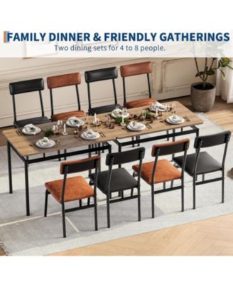 5 Piece Dining Table Set for 4, Wooden Table with PU Upholstered Chairs, Modern Metal Frame Dinette Set for Dining Room and Home