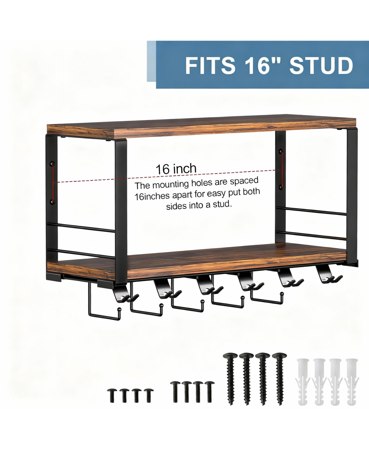 Yigii 2 Tier Wall Mount Home Gym Rack - Stylish, Heavy-Duty Storage for Fitness Accessories