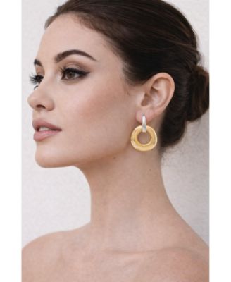 Two Tone Front Facing Hoop Earrings