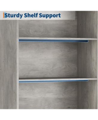 70.6" Tall Bookshelf with Doors and Metal Base, 5-Tier Farmhouse Bookcase with Cabinet and Adjustable Shelves