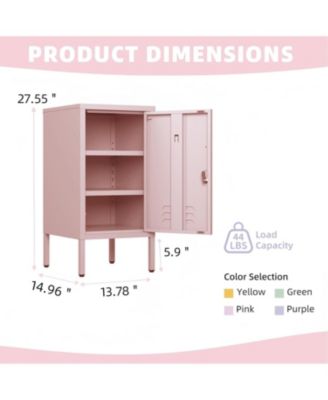 Metal Locker Nightstand with Door & Shelf, Modern Steel Bedside Cabinet, Lockable Single Door, Easy Assembly