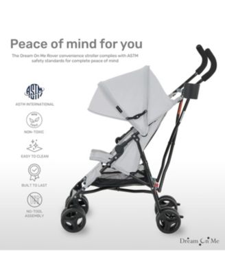 Toddler Rover Stroller: Lightweight, compact travel umbrella stroller. One-hand fold, lockable rear wheels, adjustable canopy, & 3-point harness.