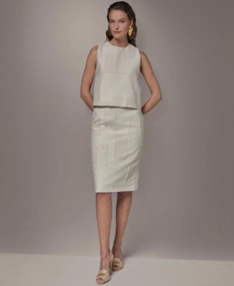 Petite Round Neck Crop Top - Natural