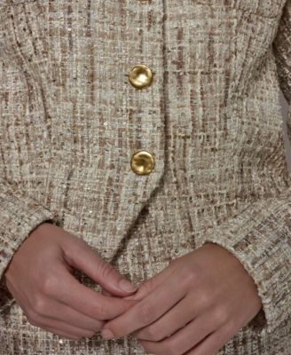 Petite Button-Front Cropped Jacket