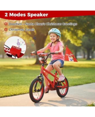 14 Inch Kids Bike Adjustable with Christmas Music & Flag for Aged 4-5 Years Old