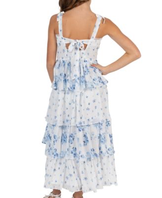 Girls' 7-16 Beaded Soutache Square Neck Dress